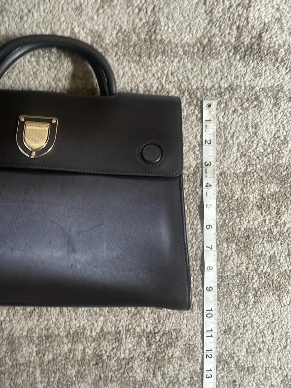 Dior Diorever Dark Brown Leather Top-Handle Crossbody Bag Silver-Tone Hardware
